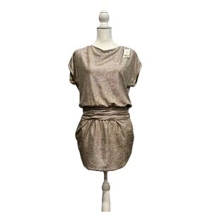 New BCBG Generation Silver Gold Metallic Dress 0